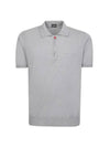 Men's Half Zip-up Cotton Polo Shirt Grey - KITON - BALAAN 1