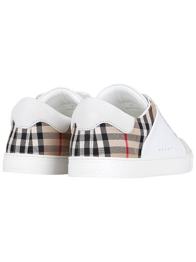 Check Leather Suede Sneakers Natural White Archive Beige - BURBERRY - BALAAN 6