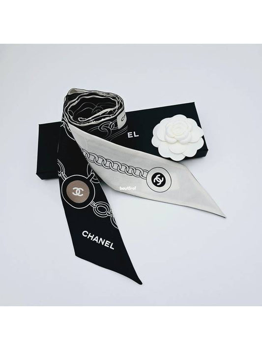 Black White Long Scarf Hairband AAA166 - CHANEL - BALAAN 1