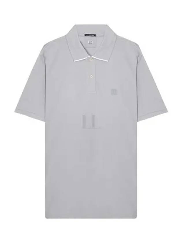 Metropolis Logo Badge Striped Polo Shirt Grey - CP COMPANY - BALAAN 2