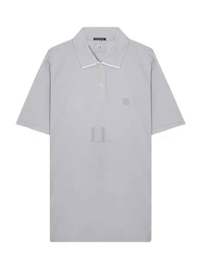 Metropolis Logo Badge Striped Polo Shirt Grey - CP COMPANY - BALAAN 2