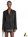 Single Breasted Nylon Blazer Jacket Black - PRADA - BALAAN 2