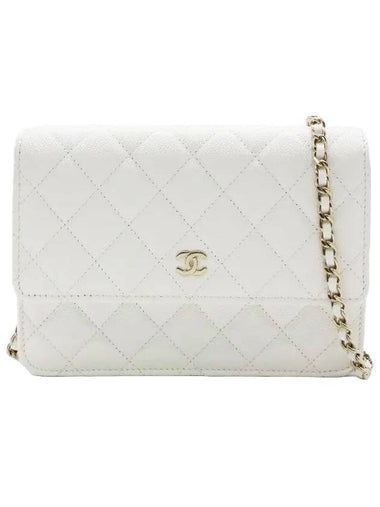 CC Logo Leather Cross Bag White - CHANEL - BALAAN 1