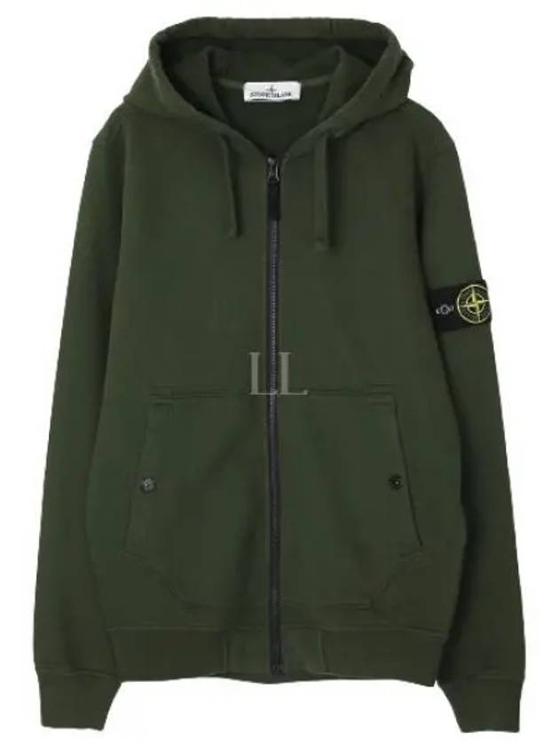 Wappen Patch Cotton Zip Up Hoodie Olive - STONE ISLAND - BALAAN 2