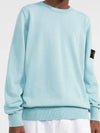 Wappen Patch Crew Neck Soft Cotton Knit Top Pastel Blue - STONE ISLAND - BALAAN 4