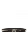 B Bold Buckle Leather Belt White Black - BALLY - BALAAN 1