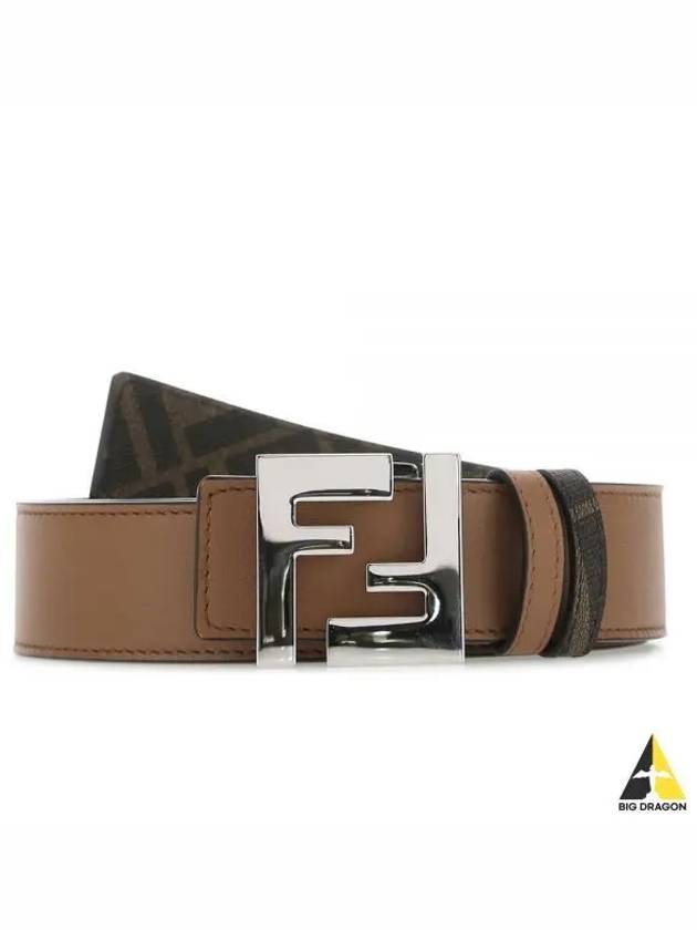 FF Buckle Pattern Reversible Leather Belt Brown - FENDI - BALAAN 2