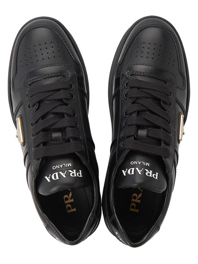 Downtown Bold Leather Low Top Sneakers Black - PRADA - BALAAN 3