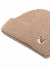 Fox Head Patch Ribbed Beanie Beige - MAISON KITSUNE - BALAAN 4