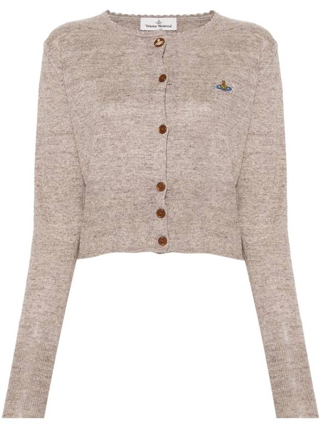 Bea ORB Embroidered Logo Crop Cardigan Grey - VIVIENNE WESTWOOD - BALAAN 2