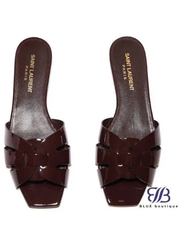 Patent Leather Tribute Mule Burgundy - SAINT LAURENT - BALAAN 2