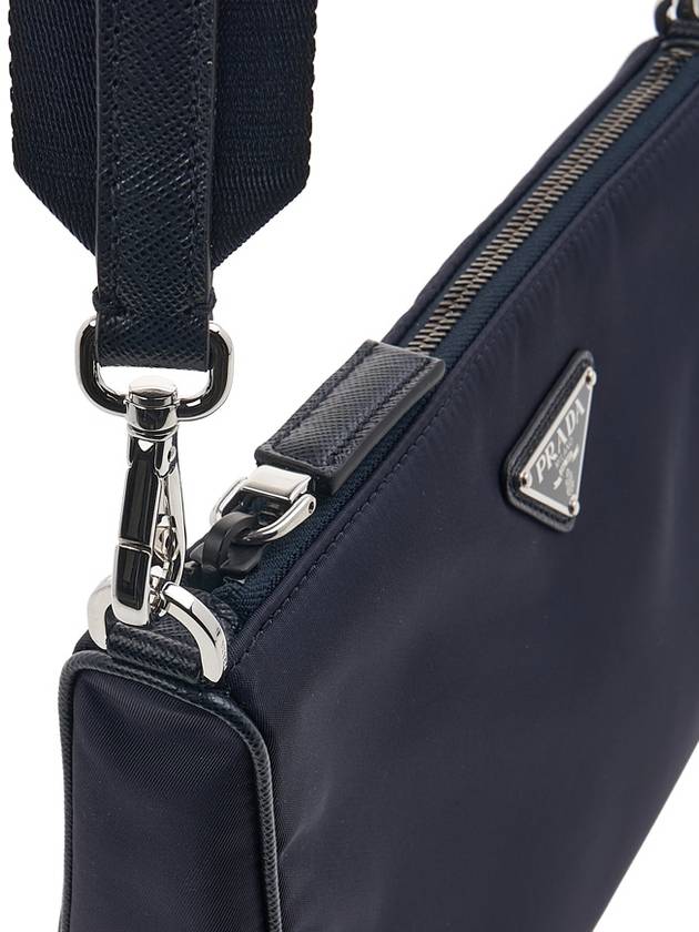 Re-Nylon Saffiano Leather Shoulder Bag Navy - PRADA - BALAAN 9