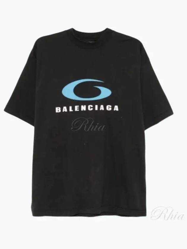 Logo Print Cotton Short Sleeve T-Shirt Black - BALENCIAGA - BALAAN 2