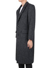 chevron pattern wool single-breasted structured coat gray black - AMI - 5