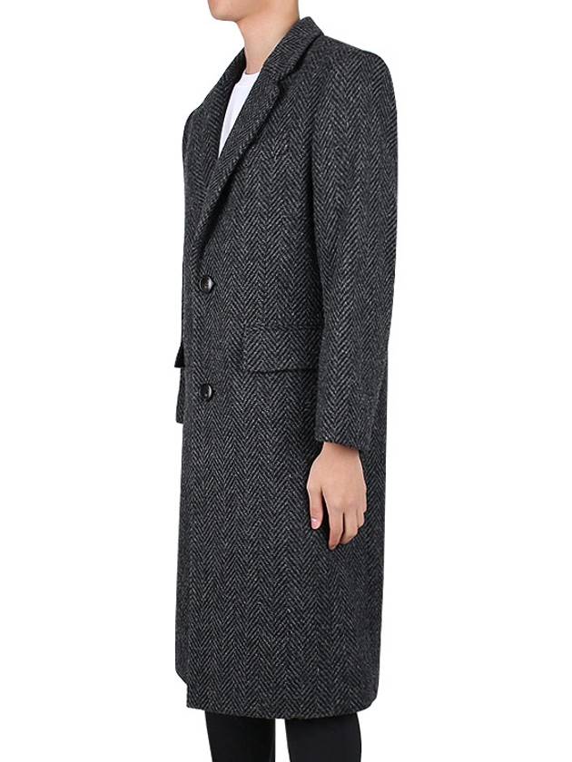 chevron pattern wool single-breasted structured coat gray black - AMI - 5