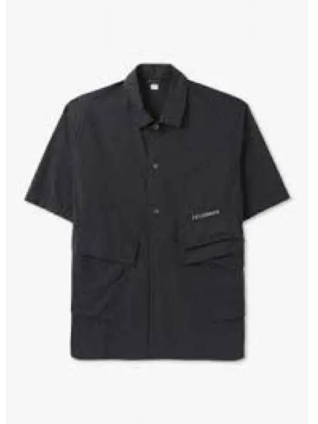 Cotton Popeline Pocket Short Sleeve Shirt Black - CP COMPANY - BALAAN 2