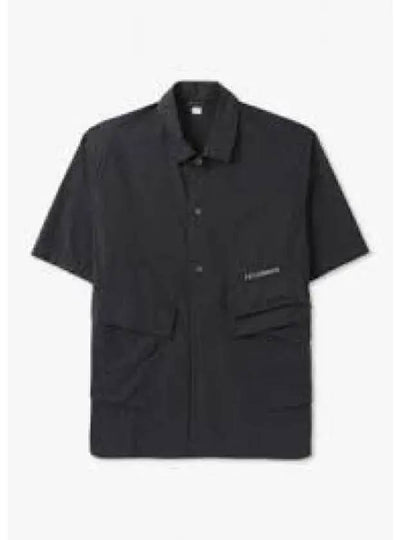 Cotton Popeline Pocket Short Sleeve Shirt Black - CP COMPANY - BALAAN 2