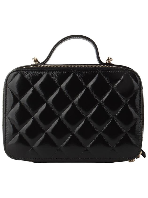 AS3538 Shiny Lambskin Vanity Top Handle Gold Chain Cross Bag Department Store Invoice 34103 - CHANEL - BALAAN 3