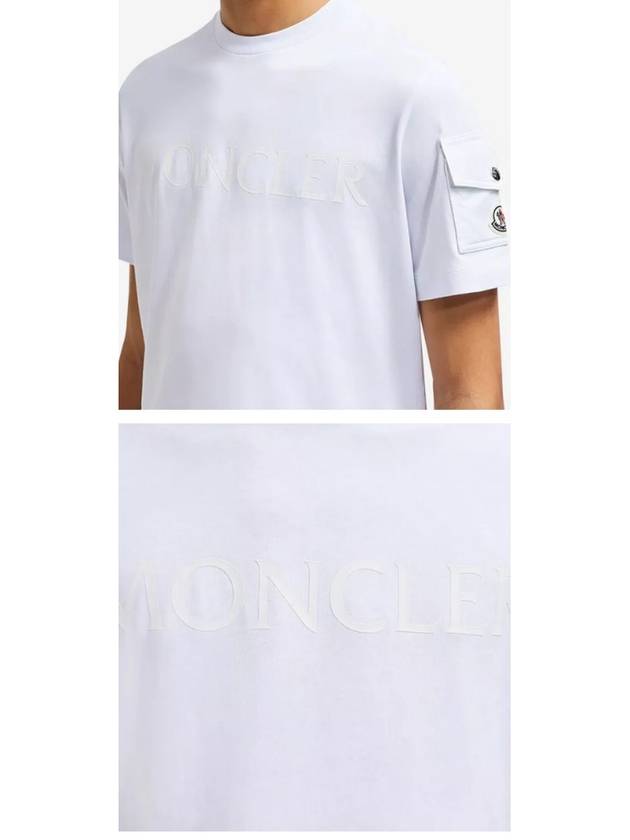 8C00054 8390T 001 Flock Logo Patch Round Short Sleeve T Shirt White Men s TEO - MONCLER - BALAAN 5