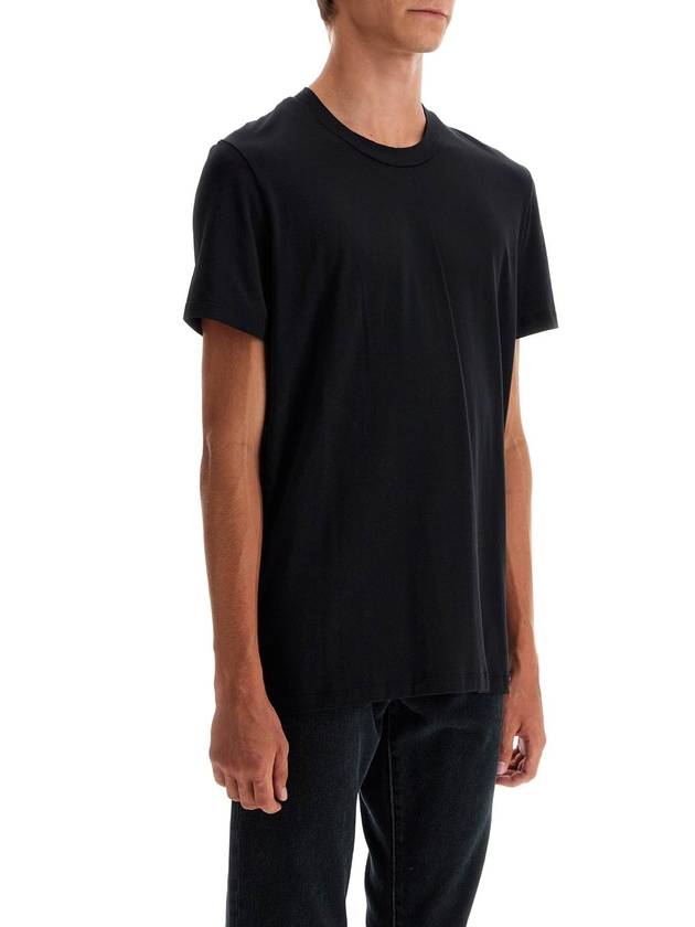 Cotton Modal Crew Neck Short Sleeve T-Shirt Black - TOM FORD - BALAAN 3