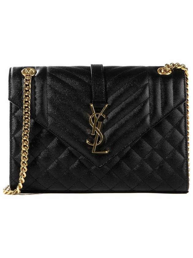 Gold Matelass Grain De Poudre Envelope Medium Shoulder Bag Black - SAINT LAURENT - BALAAN 2