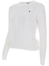 Women's Pony Embroidery Cable Knit White - POLO RALPH LAUREN - BALAAN.
