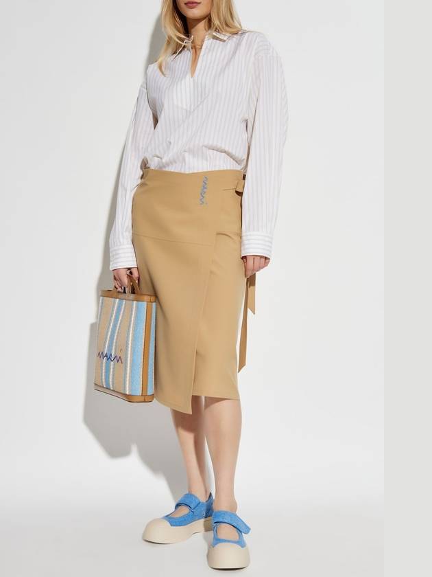 Marni Wrap Skirt With Tie, Women's, Beige - MARNI - BALAAN 2