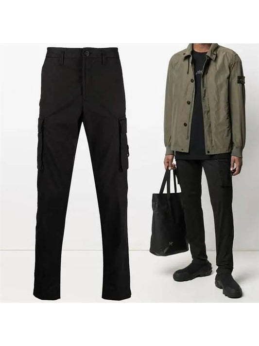 Men's Stretch Cotton Cargo Straight Pants Navy - STONE ISLAND - BALAAN 2