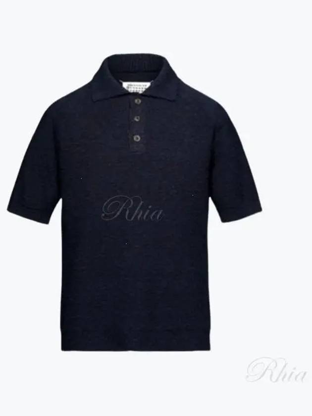 Nostalgic Boucle Knit Polo Shirt Navy - MAISON MARGIELA - BALAAN 2