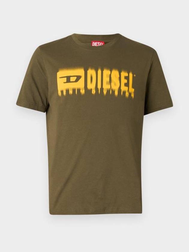 T-Adjust-Q7 Blurry Logo Short Sleeve T-Shirt Green - DIESEL - BALAAN 2