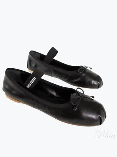 Women's Logo Leather Ballerinas Black - MIU MIU - BALAAN 2