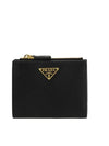 Logo Small Saffiano Half Wallet Black - PRADA - BALAAN 2