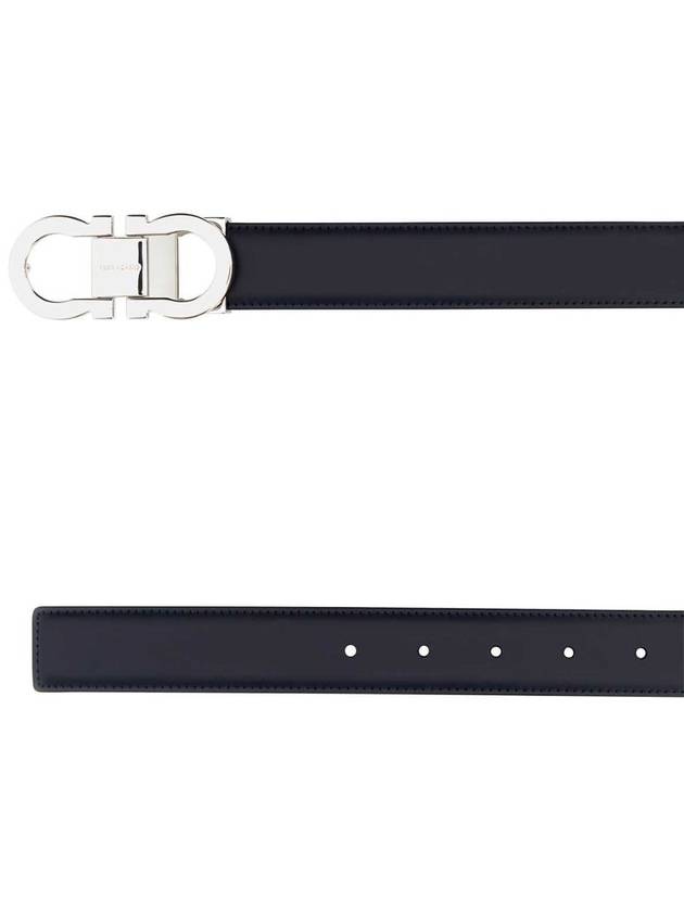 Gancini Reversible Leather Belt Midnight Blue - SALVATORE FERRAGAMO - BALAAN 3