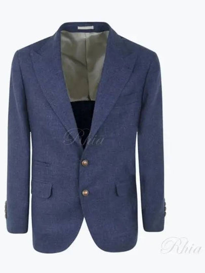 Linen Wool Blazer Jacket Blue - BRUNELLO CUCINELLI - BALAAN 2