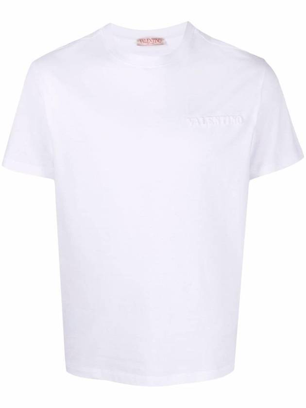 Embossed Logo Short Sleeve T-Shirt White - VALENTINO - BALAAN 1