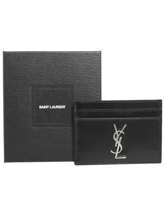 Monogram Card Case in Smooth Leather Black - SAINT LAURENT - BALAAN 6