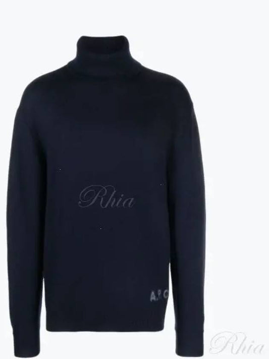 Walter Logo Merino Wool Turtleneck Dark Navy Blue - A.P.C. - BALAAN 2