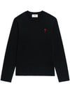 Chain Stitch Heart Logo Long Sleeve T-Shirt Black - AMI - BALAAN 1