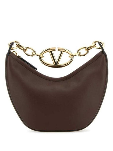 V Logo Zip-Up Small Tote Bag Brown - VALENTINO - BALAAN 1