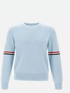 Cotton Milano Stitch Stripe Armband Crewneck Knit Top Light Blue - THOM BROWNE - BALAAN 3