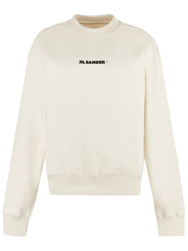 Front Logo Cotton Sweatshirt Beige - JIL SANDER - BALAAN 2