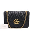 Women s Gucci 498090 Black Matelasse Chevron Gold Chain GG Marmont Large Shoulder Bag gt Gangbuk used luxury goods - GUCCI - BALAAN 3