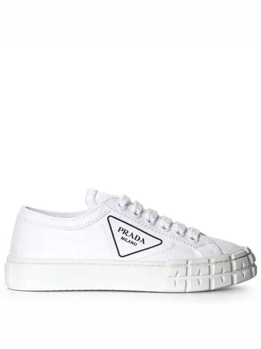 Women's Gaverine Fabric Low Top Sneakers White - PRADA - BALAAN 1