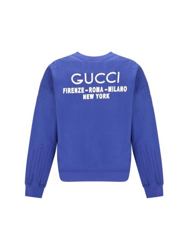 City Print Crew Neck Cotton Jersey Sweatshirt Blue - GUCCI - BALAAN 3