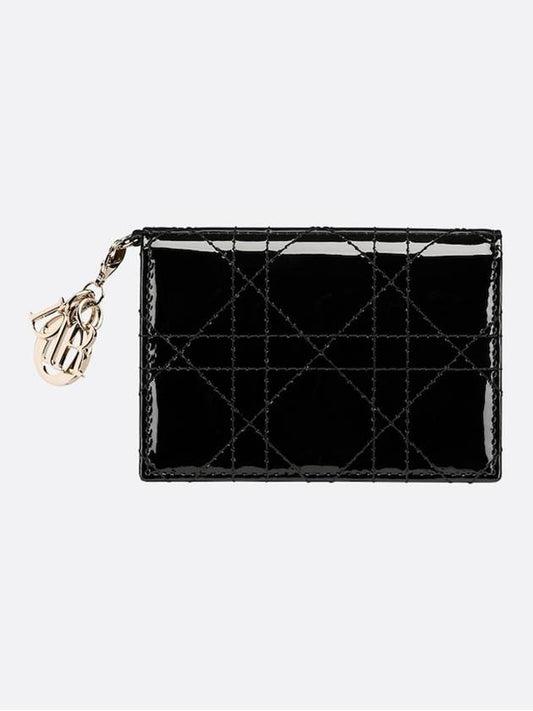 Lady Cannage Patent Calfskin Flap Card Wallet Black - DIOR - BALAAN 2