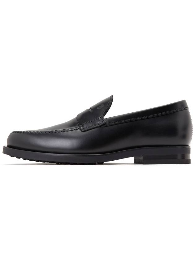 Men's Stamped Monogram Semi Glossy Leather Loafers Black - TOD'S - BALAAN 5