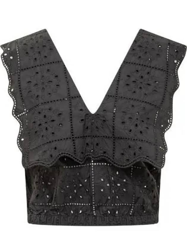 Broderie Anglaise Rhythm Collar Sleeveless Black - GANNI - BALAAN 2