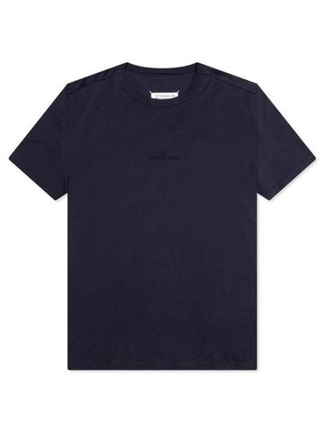 Reverse Embroidered Logo Stitched Cotton Short Sleeve T-Shirt Navy - MAISON MARGIELA - BALAAN 1