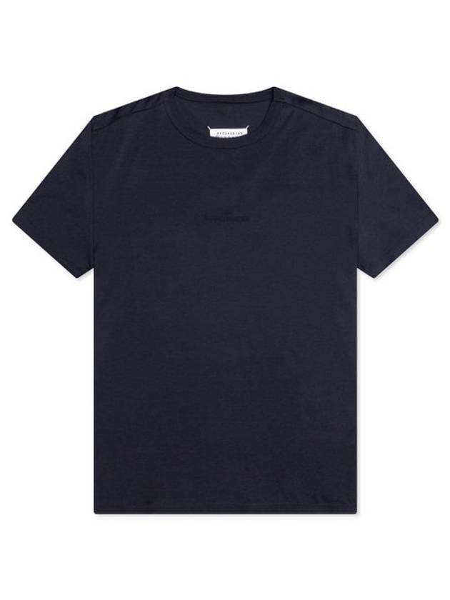 Reverse Embroidered Logo Stitched Cotton Short Sleeve T-Shirt Navy - MAISON MARGIELA - BALAAN 1