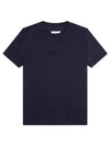 Reverse Embroidered Logo Stitched Cotton Short Sleeve T-Shirt Navy - MAISON MARGIELA - BALAAN 1